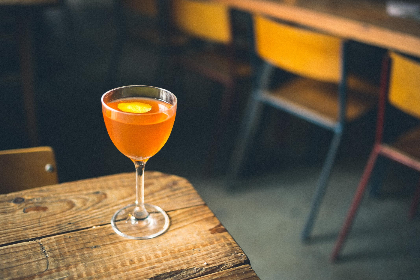 A colour photograph of an Aperol Spritz drink at Kiln Ouseburn